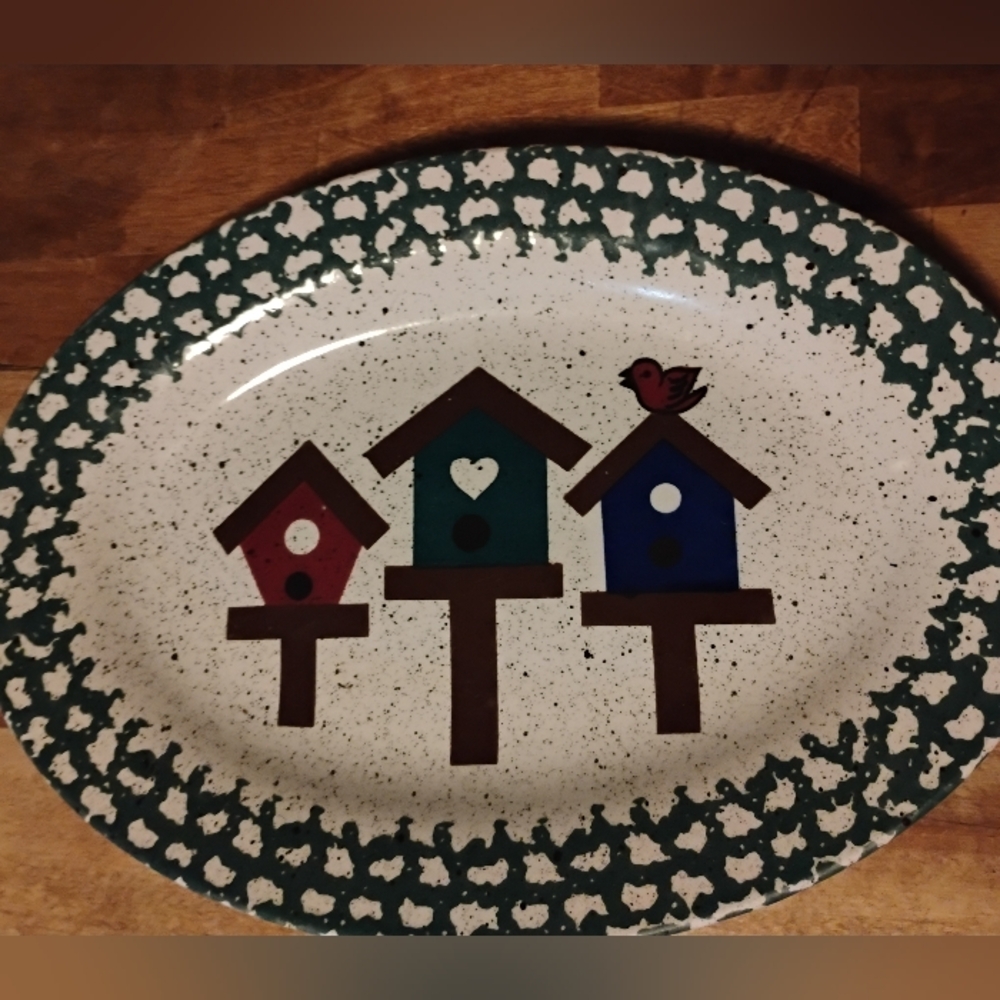 Gibson Multicolor Birdhouse Design Platter
